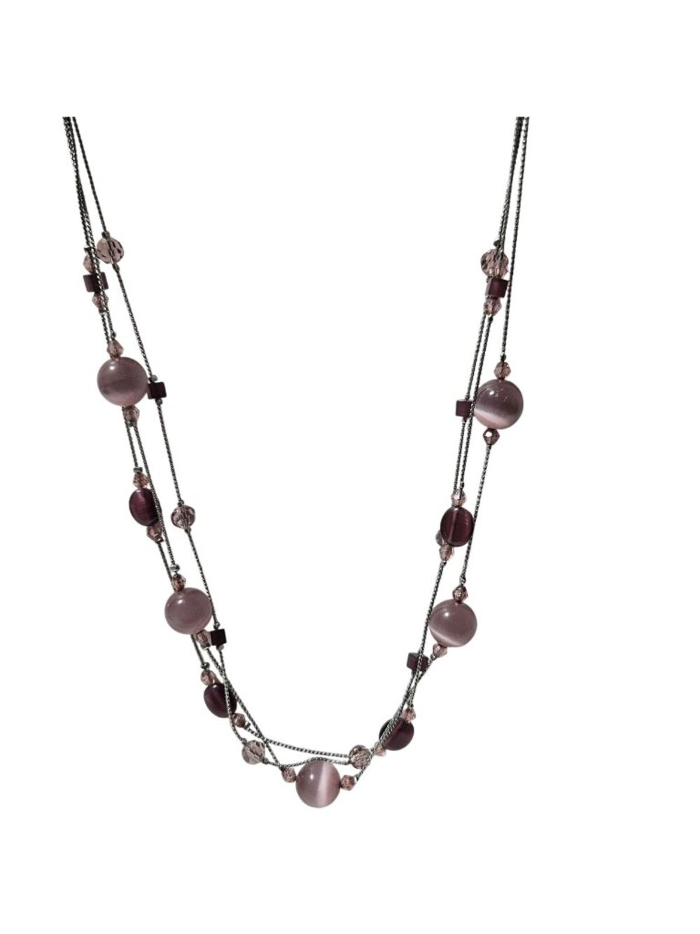 Lia Sophia Pink Beaded Necklace Multi Strand Statement Fashion Jewelry Women